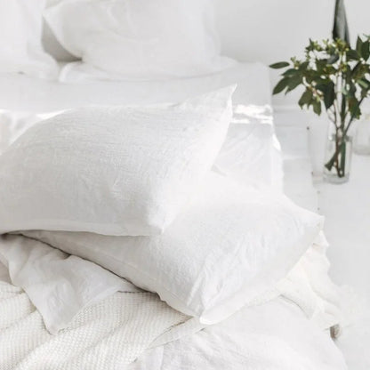 Housse de coussin 100 % lin blanc