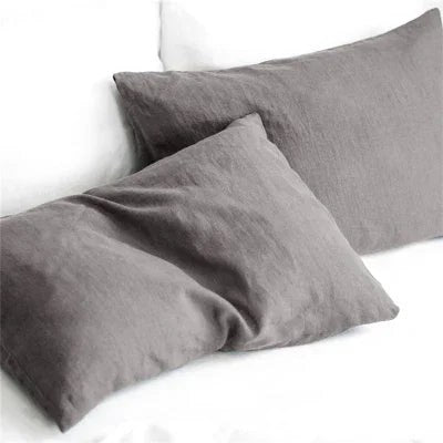 Housse de coussin 100 % lin gris anthracite