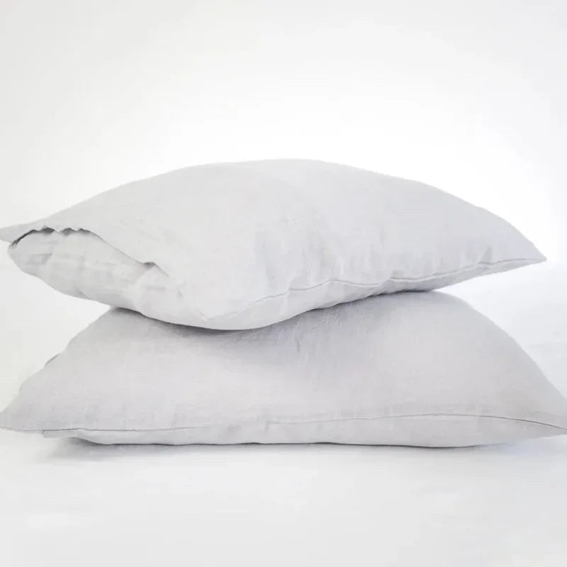 Housse de coussin 100 % lin gris perle