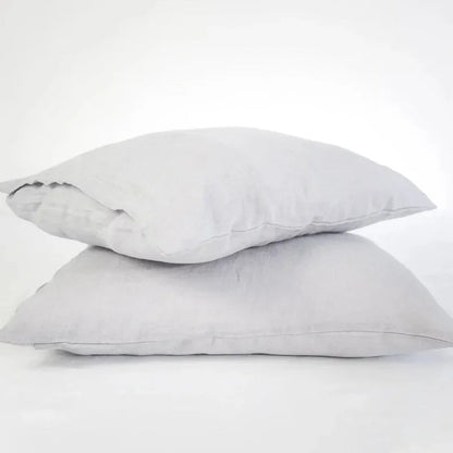 Housse de coussin 100 % lin gris perle