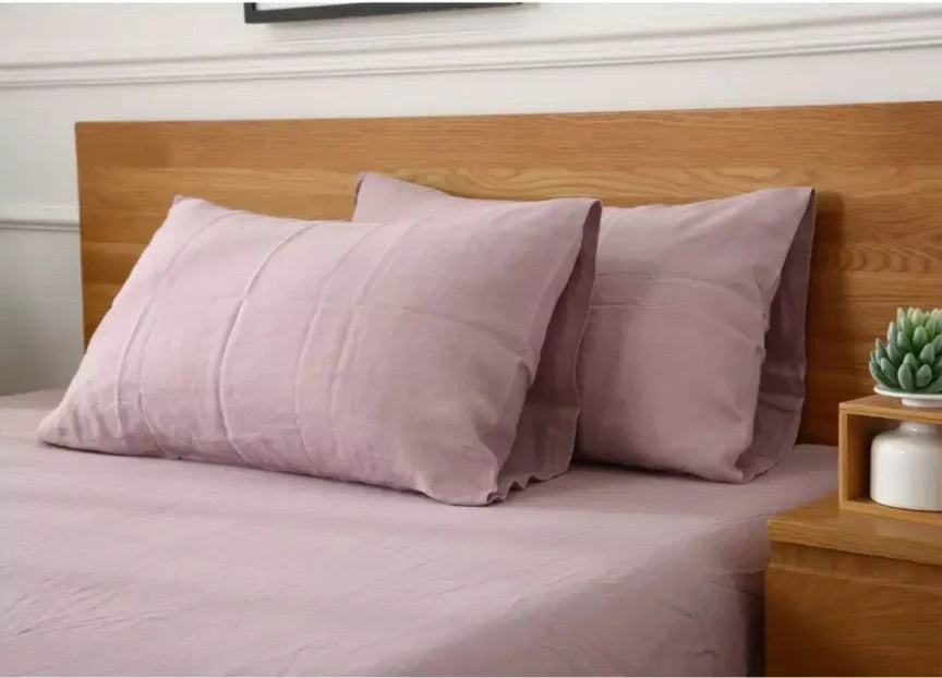 Housse de coussin 100 % lin lilas