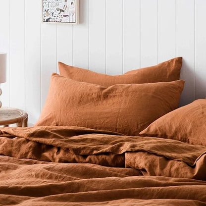 Housse de coussin 100 % lin terracotta