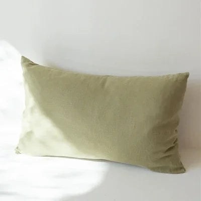 Housse de coussin 100 % lin vert amande
