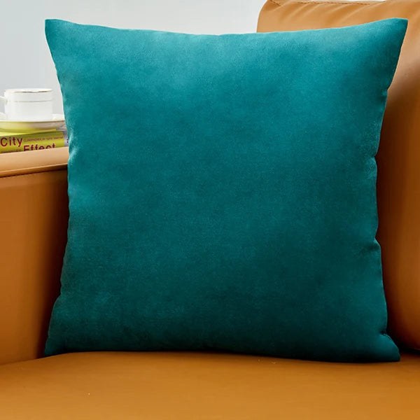 Housse de coussin 40 x 40 cm en velours bleu canard