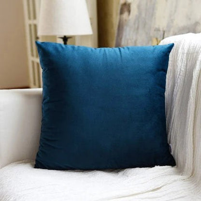 Housse de coussin 40 x 40 cm en velours bleu marine