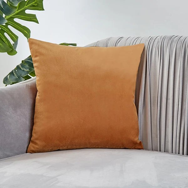 Housse de coussin 40 x 40 cm en velours camel