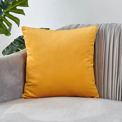 Housse de coussin 40 x 40 cm en velours jaune moutarde
