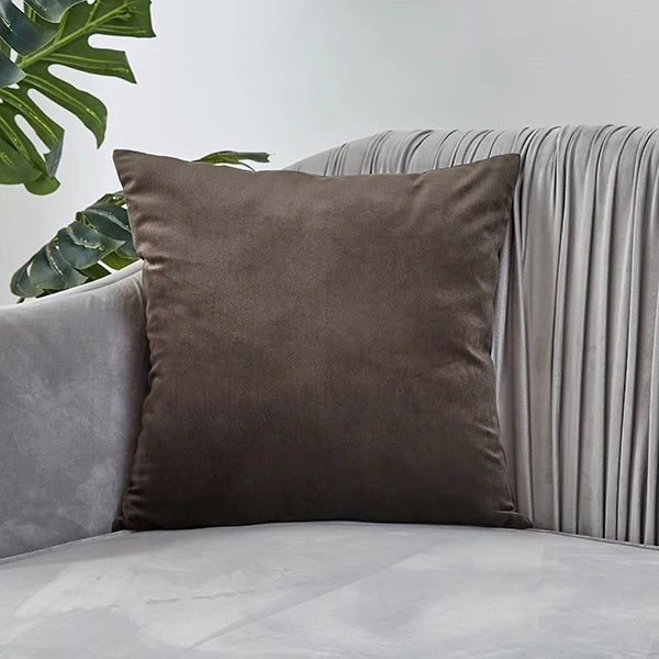 Housse de coussin 40 x 40 cm en velours marron