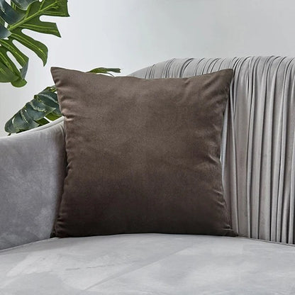 Housse de coussin 40 x 40 cm en velours marron