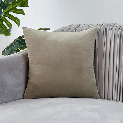 Housse de coussin 40 x 40 cm en velours taupe