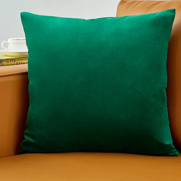 Housse de coussin 40 x 40 cm en velours vert émeraude