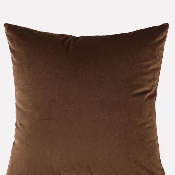 Housse de coussin 60 x 60 cm en velours marron