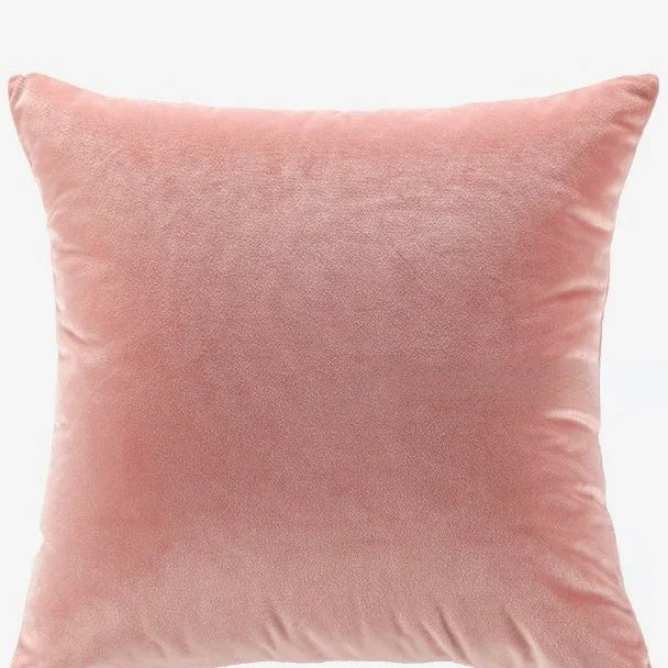 Housse de coussin 60 x 60 cm en velours rose pêche