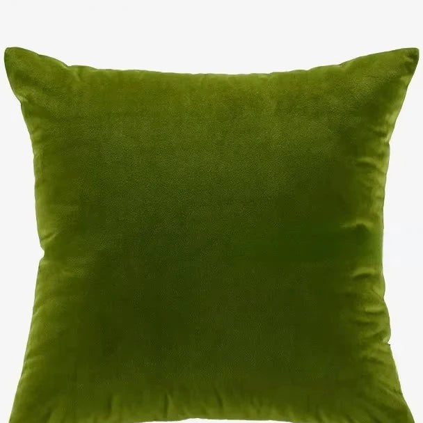 Housse de coussin 60 x 60 cm en velours vert olive