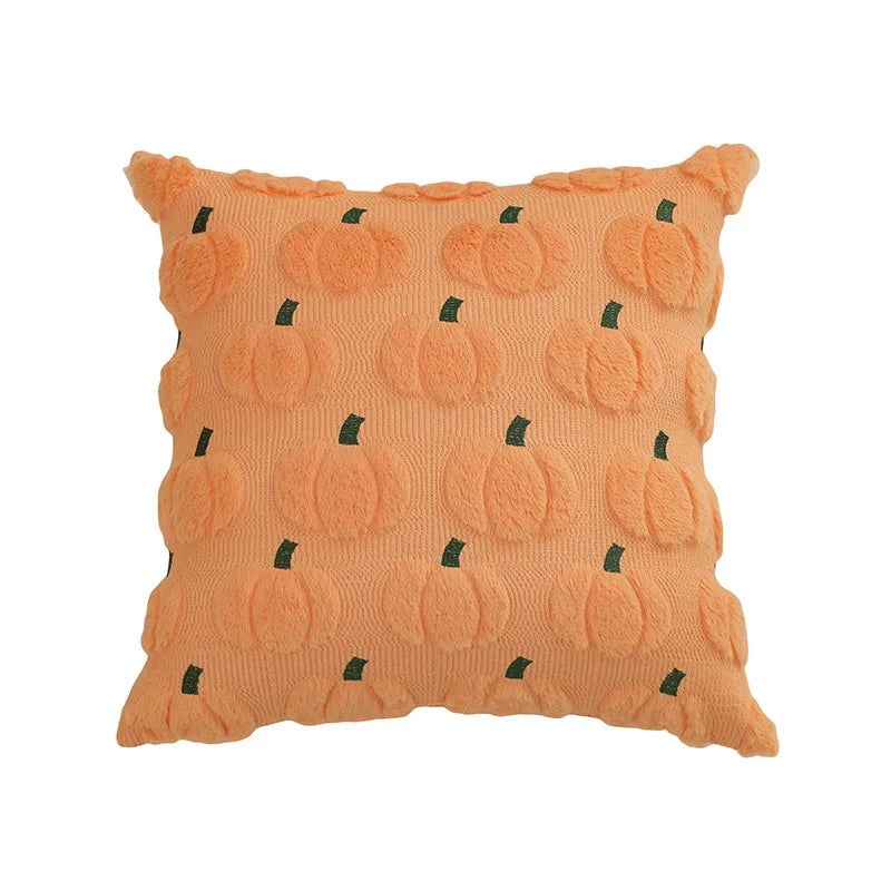 Housse de coussin d'automne en peluche, modèle citrouilles pêche