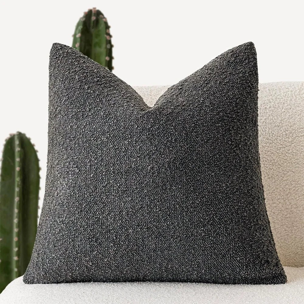 Housse de coussin bouclette, coloris anthracite