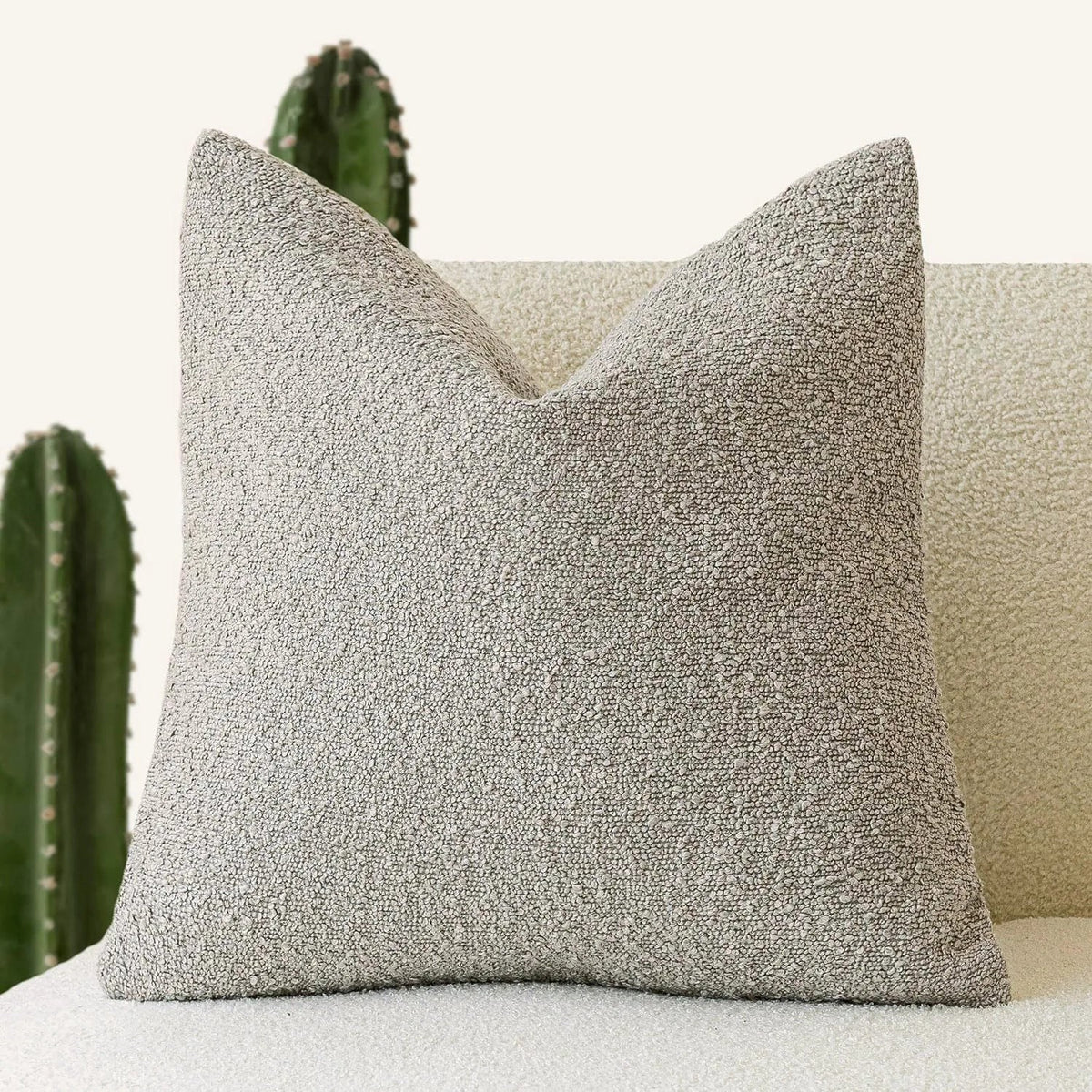 Housse de coussin bouclette, coloris avoine