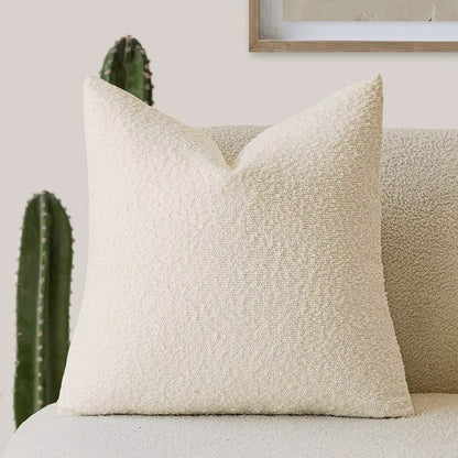 Housse de coussin bouclette, coloris beige
