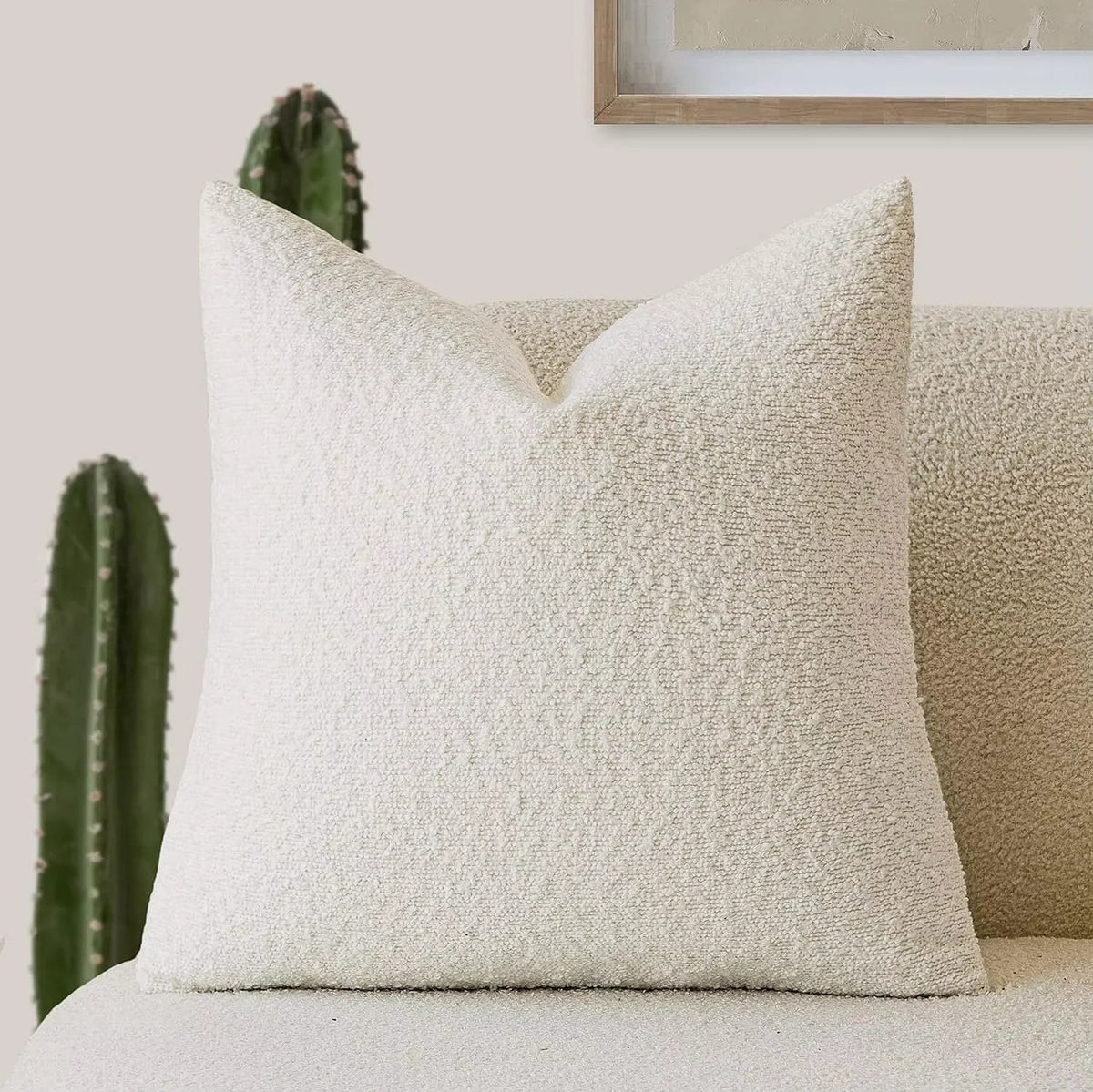 Housse de coussin bouclette, coloris blanc