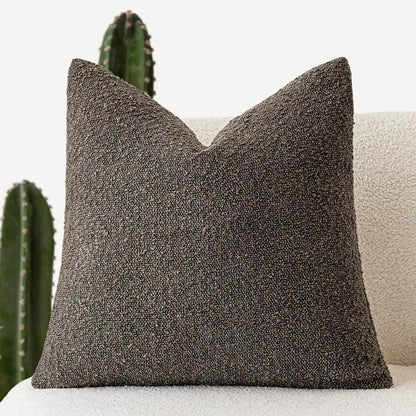 Housse de coussin bouclette, coloris chocolat