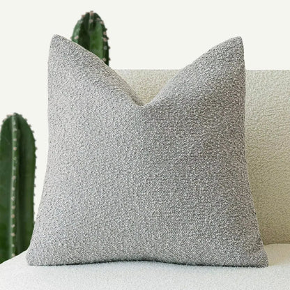 Housse de coussin bouclette, coloris gris clair