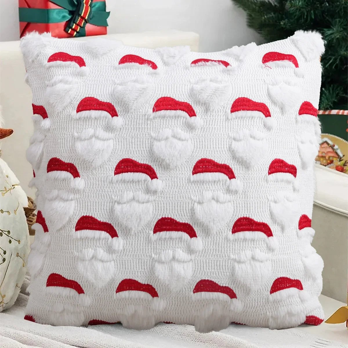 Housse de coussin de Noël 45 x 45 cm, motif Père Noël