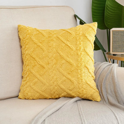 Housse de coussin décorative en plaid Jaune 40x40