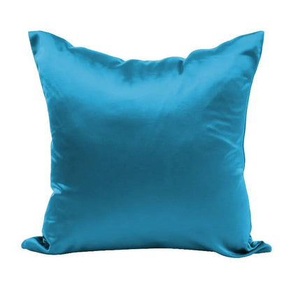 Housse de coussin effet soie en satin, coloris bleu canard