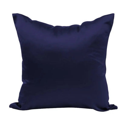 Housse de coussin effet soie en satin, coloris bleu nuit