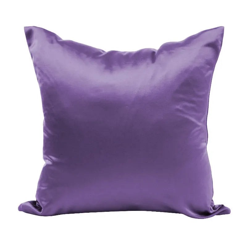 Housse de coussin effet soie en satin, coloris lavande