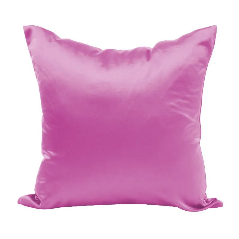 Housse de coussin effet soie en satin, coloris rose