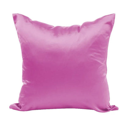 Housse de coussin effet soie en satin, coloris rose