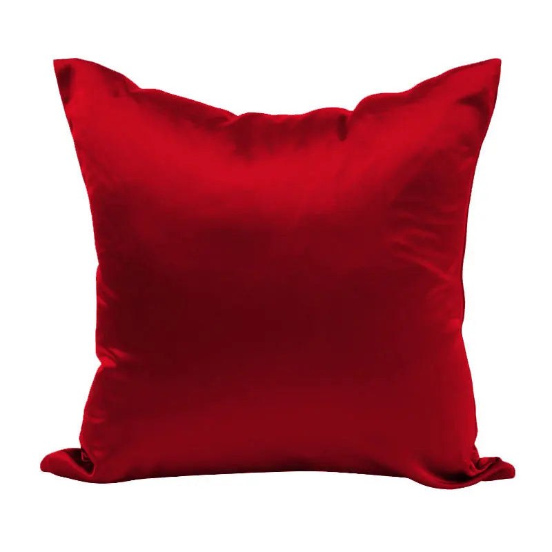 Housse de coussin effet soie en satin, coloris rouge
