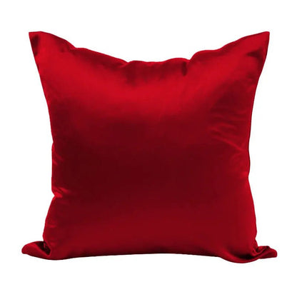 Housse de coussin effet soie en satin, coloris rouge