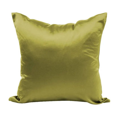 Housse de coussin effet soie en satin, coloris vert olive