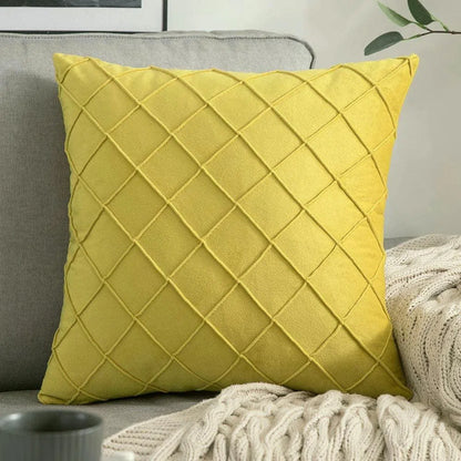 Housse de coussin en plaid velours décoratif Jaune 