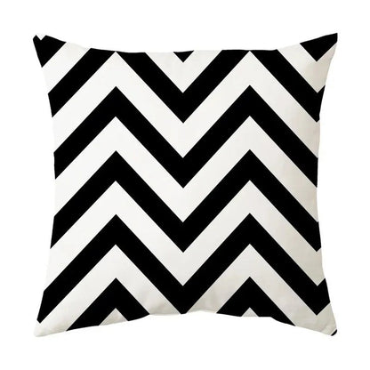 Housse de coussin noir et blanc 45 x 45 cm, motif chevrons