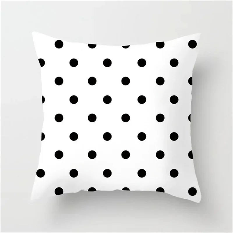 Housse de coussin noir et blanc 45 x 45 cm, motif pois