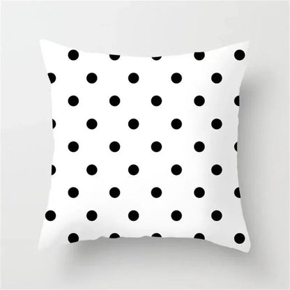Housse de coussin noir et blanc 45 x 45 cm, motif pois