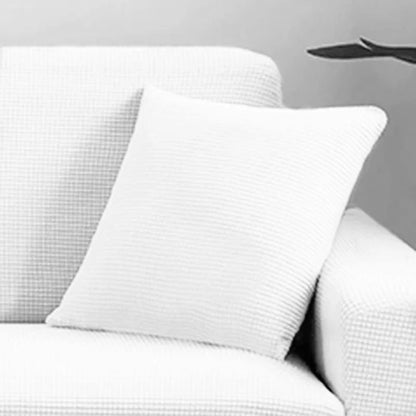 Coloris blanc de la housse de coussin en maille texturée