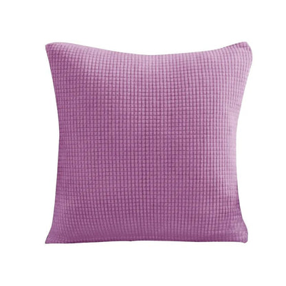 Coloris mauve de la housse de coussin en maille texturée