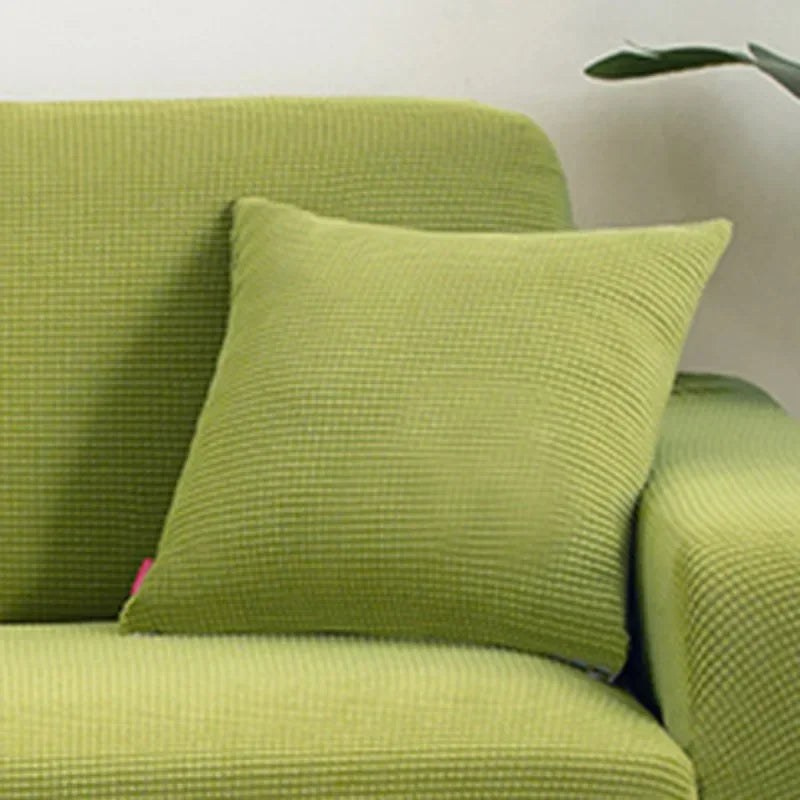 Coloris vert anis de la housse de coussin en maille texturée