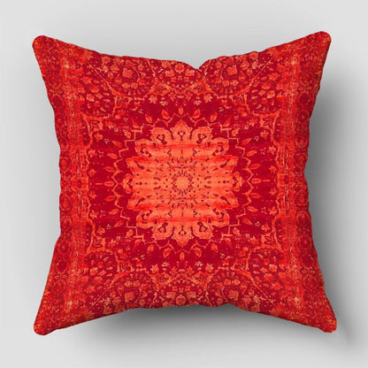 Housse de coussin vintage 45 x 45 cm, motif médaillon rouge