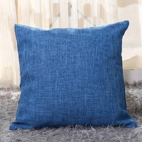 Housse en lin pour coussin de canapé 40x40 Bleu