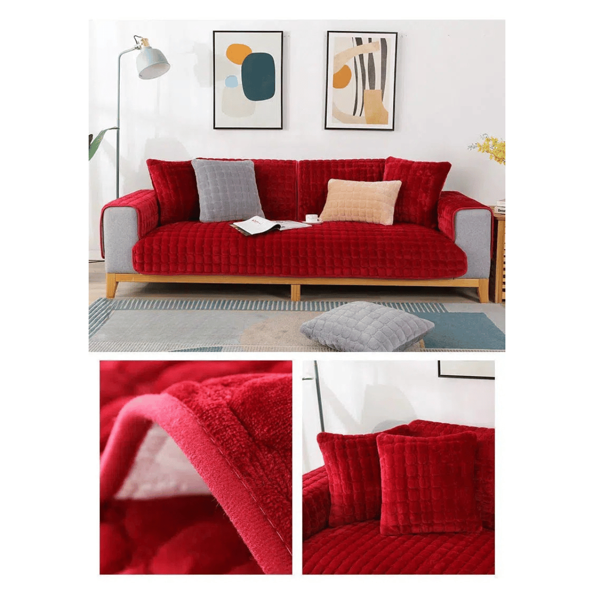 Housse pour Canapé en Velours Épais | Revêtement pour Canapé d’Angle Méridienne | 2 Places & 3 Places