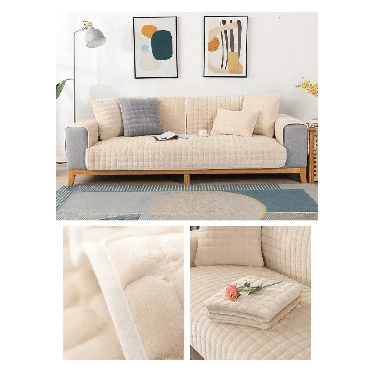 Housse pour Canapé en Velours Épais | Revêtement pour Canapé d’Angle Méridienne | 2 Places & 3 Places