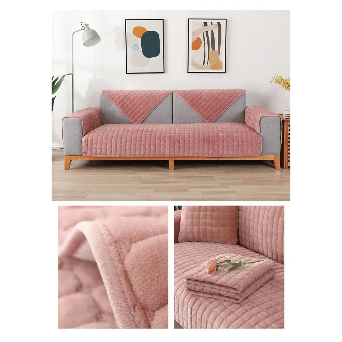 Housse pour Canapé en Velours Épais | Revêtement pour Canapé d’Angle Méridienne | 2 Places & 3 Places