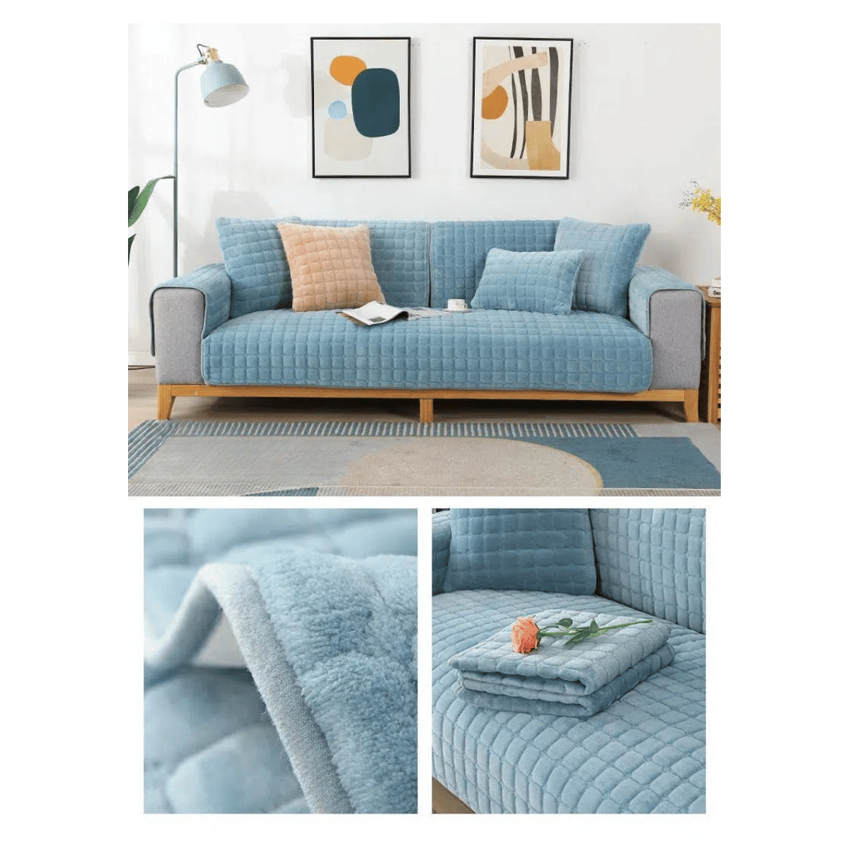 Housse pour Canapé en Velours Épais | Revêtement pour Canapé d’Angle Méridienne | 2 Places & 3 Places