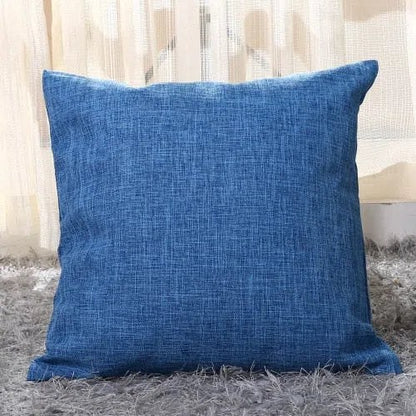 Housse de coussin texture lin bleu