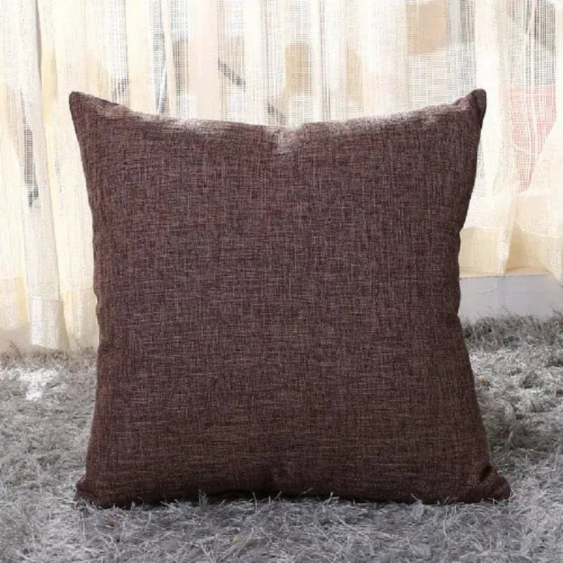 Housse de coussin texture lin café
